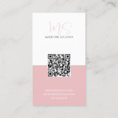 Carte De Visite Script rose moderne code QR (Dos)