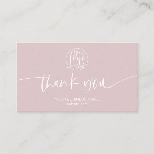 Carte De Visite Script rose poussiéreux moderne commander merci (Devant)