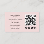 Carte De Visite Script rose vif Icône sociale Code QR maquillage p (Dos)