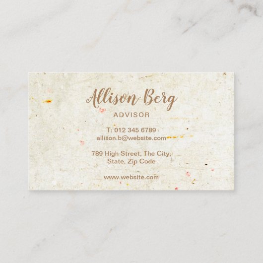 Carte De Visite Script rustique ancien élégant (Dos)