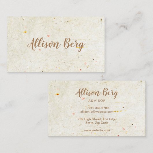 Carte De Visite Script rustique ancien élégant (Devant / Derrière)