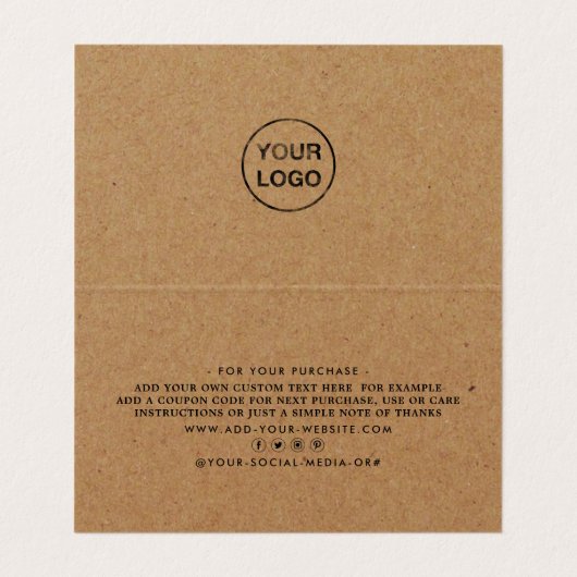 Carte De Visite Script Rustique Kraft, Logo/Carte de remerciements (Intérieur déplié)