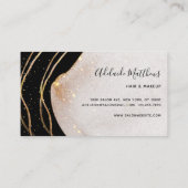 Carte De Visite Script Signature Chic Agate Noir Et Or Moderne  (Dos)