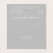 Carte De Visite Script simple - Argent et blanc double fidélité (Extérieur déplié)