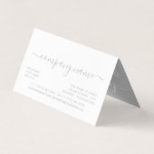 Carte De Visite Script simple - Argent et blanc double fidélité (Dos)