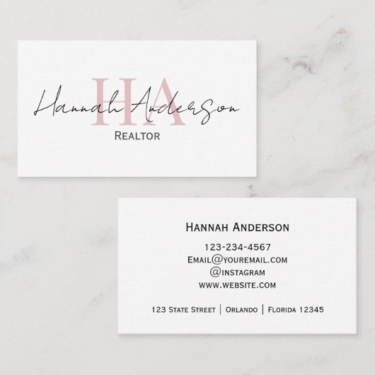 Carte De Visite Script simple de l'agent immobilier professionnel (Devant / Derrière)