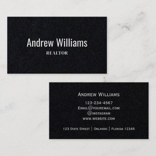 Carte De Visite Script simple de l'agent immobilier professionnel (Devant / Derrière)