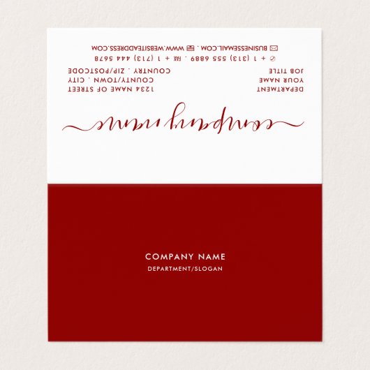 Carte De Visite Script simple - Double Loyauté rouge et blanc (Extérieur déplié)