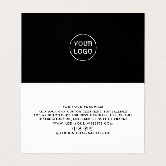 Carte De Visite Script simple, logo/Carte de remerciements d'image (Intérieur déplié)