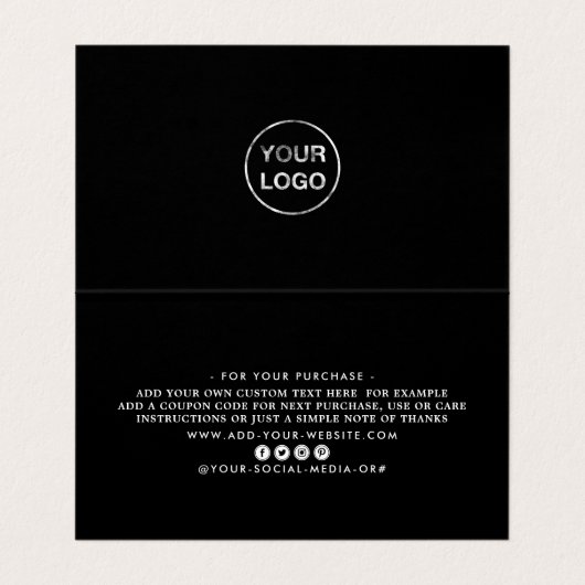 Carte De Visite Script simple, logo/Carte de remerciements d'image (Intérieur déplié)