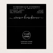 Carte De Visite Script simple - Logo, noir & blanc double fidélité (Extérieur déplié)