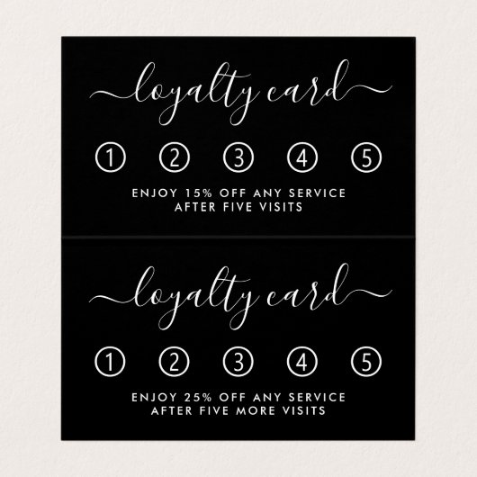 Carte De Visite Script simple - Logo, noir & blanc double fidélité (Intérieur déplié)