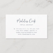 Carte De Visite Script simple moderne de calligraphie bleu marine (Dos)