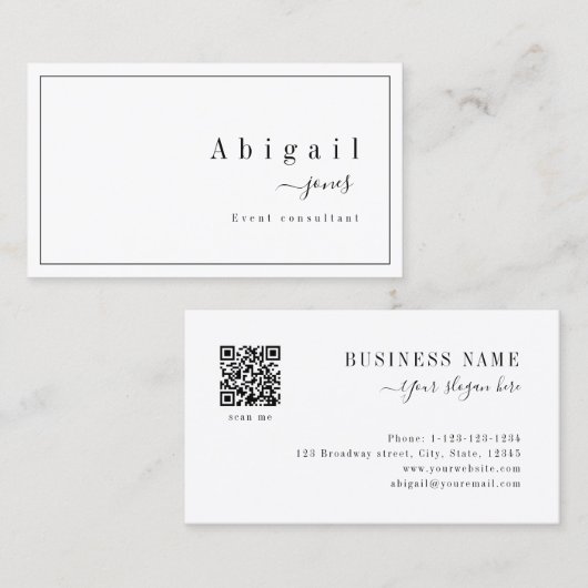 Carte De Visite Script simple Moderne Luxe Professionnel (Devant / Derrière)