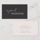 Carte De Visite Script Simple Noir Noir Simple Rose (Devant / Derrière)