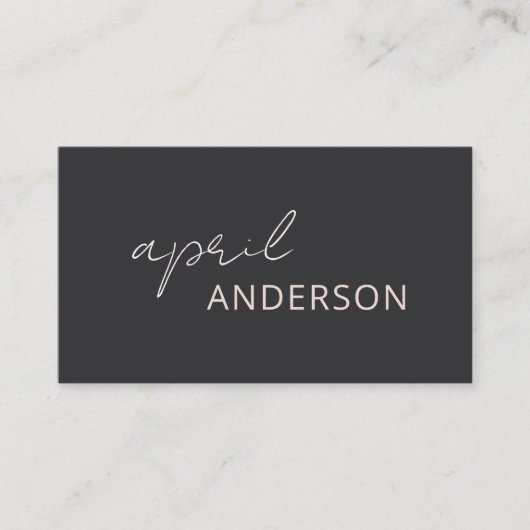 Carte De Visite Script Simple Noir Noir Simple Rose (Devant)