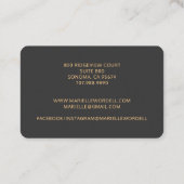 Carte De Visite Script Sun Gold Aquarelle Cercle noir (Dos)