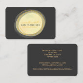 Carte De Visite Script Sun Gold Aquarelle Cercle noir (Devant / Derrière)