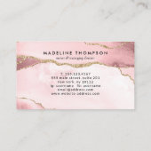 Carte De Visite Script tendance Blush Rose Agate Geode Gold Monogr (Dos)
