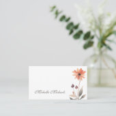 Carte De Visite Script tendance Floral Burnt Orange Flower (Debout devant)