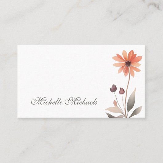 Carte De Visite Script tendance Floral Burnt Orange Flower (Devant)