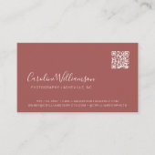 Carte De Visite Script Terracotta moderne Photo QR Code tendance (Devant)