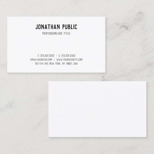 Carte De Visite Script Texte simple Modèle élégant professionnel (Devant / Derrière)