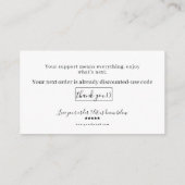 Carte De Visite Script Thank You Card Discount Review Your Support (Dos)