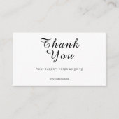 Carte De Visite Script Thank You Card Discount Review Your Support (Devant)