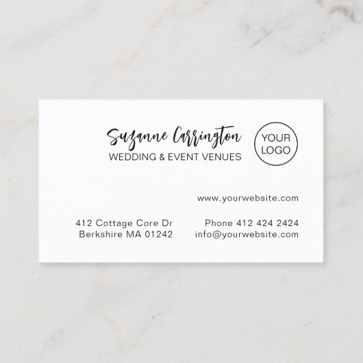 Carte De Visite Script Typographie Moderne Ajouter Logo. Minimalis (Dos)