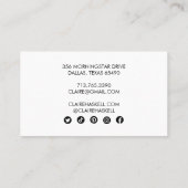 Carte De Visite Script unique Icônes de médias sociaux minimal BW  (Dos)