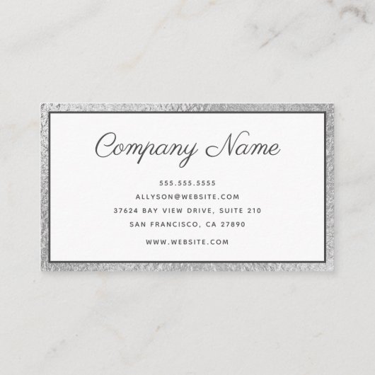 Carte De Visite Scripts à huile d'argent de luxe (Dos)