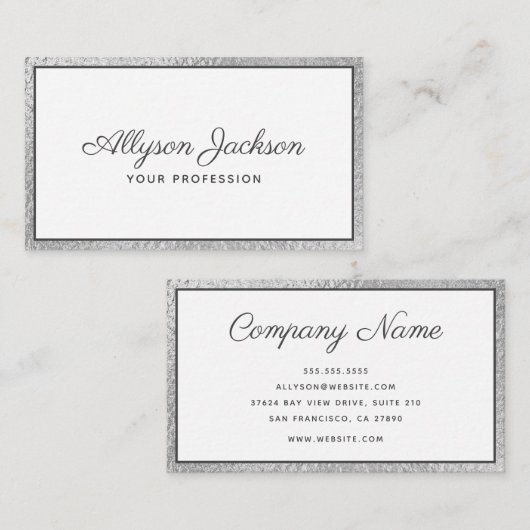 Carte De Visite Scripts à huile d'argent de luxe (Devant / Derrière)