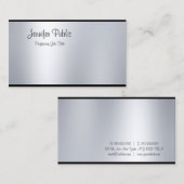Carte De Visite Scripts à main libre Silver Look moderne minimalis (Devant / Derrière)