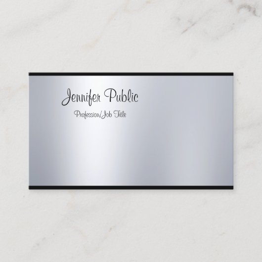 Carte De Visite Scripts à main libre Silver Look moderne minimalis (Devant)