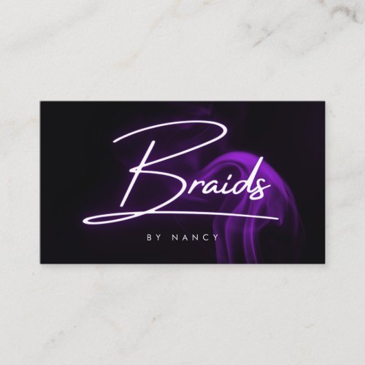 Carte De Visite Scripts manuscrits tresses de néon pourpre (Devant)
