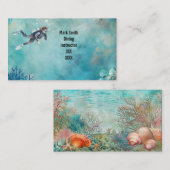 Carte De Visite Scuba Diver Diving underwater  (Devant / Derrière)