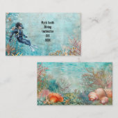 Carte De Visite Scuba Diver Diving underwater  (Devant / Derrière)