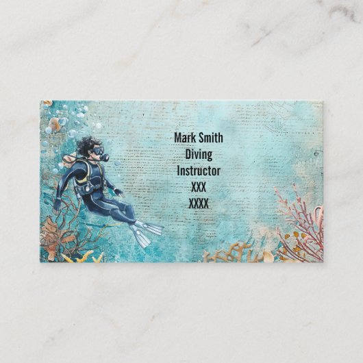 Carte De Visite Scuba Diver Diving underwater  (Devant)