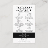 Carte De Visite Sculpture corporelle Instructions avant et après s (Dos)