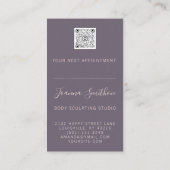 Carte De Visite Sculpture du corps Code QR Logo Violet (Dos)