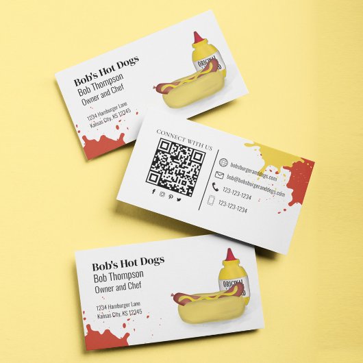 Carte De Visite Se connecter avec moi QR Code Simple Hot Dog