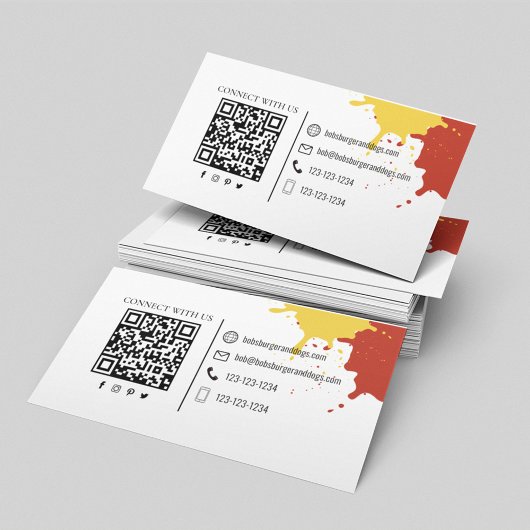 Carte De Visite Se connecter avec moi QR Code Simple Hot Dog