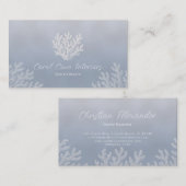 Carte De Visite Sea Coral Silhouette | Silver Blue Pearl  (Devant / Derrière)