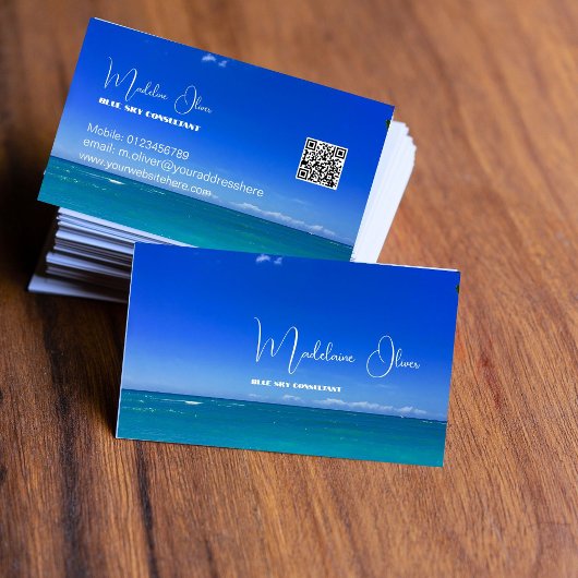 Carte De Visite Sea Ocean Beach Travel Blue Modern