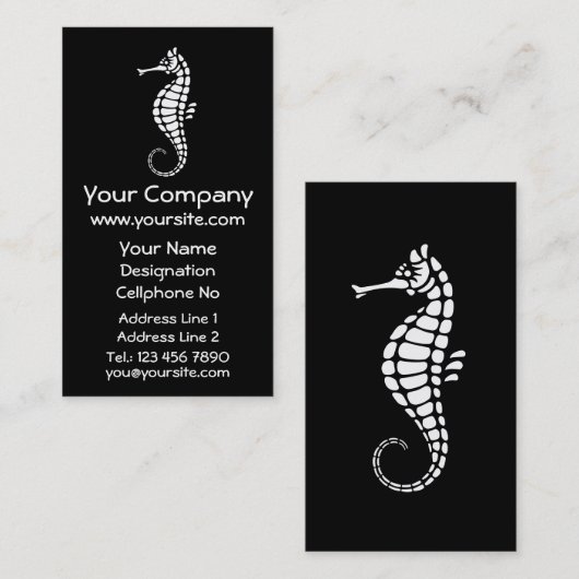 Carte De Visite Seahorse White (Devant / Derrière)
