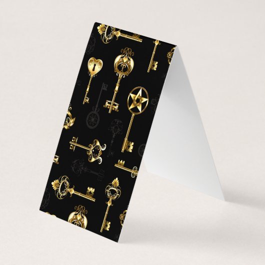 Carte De Visite Seamless Pattern with Golden Keys (Dos)