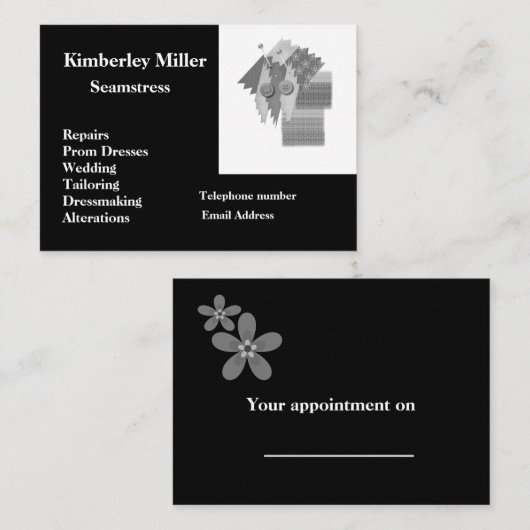 Carte de visite Seamstress (Devant / Derrière)