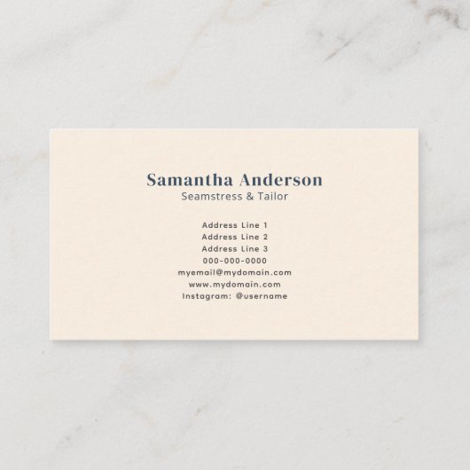 Carte De Visite Seamstress & Tailor (Dos)