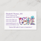 Carte De Visite Séance privée blanche "Care" (Dos)